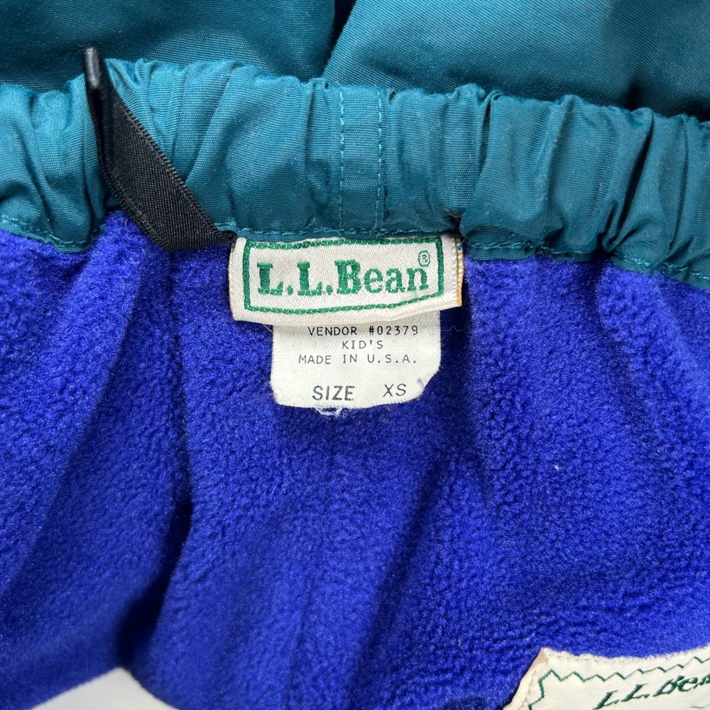 LL Bean Kids Teal Green Fleece Lined Snow Pants Vintage Made in USA XS U317 - Picture 5 of 9